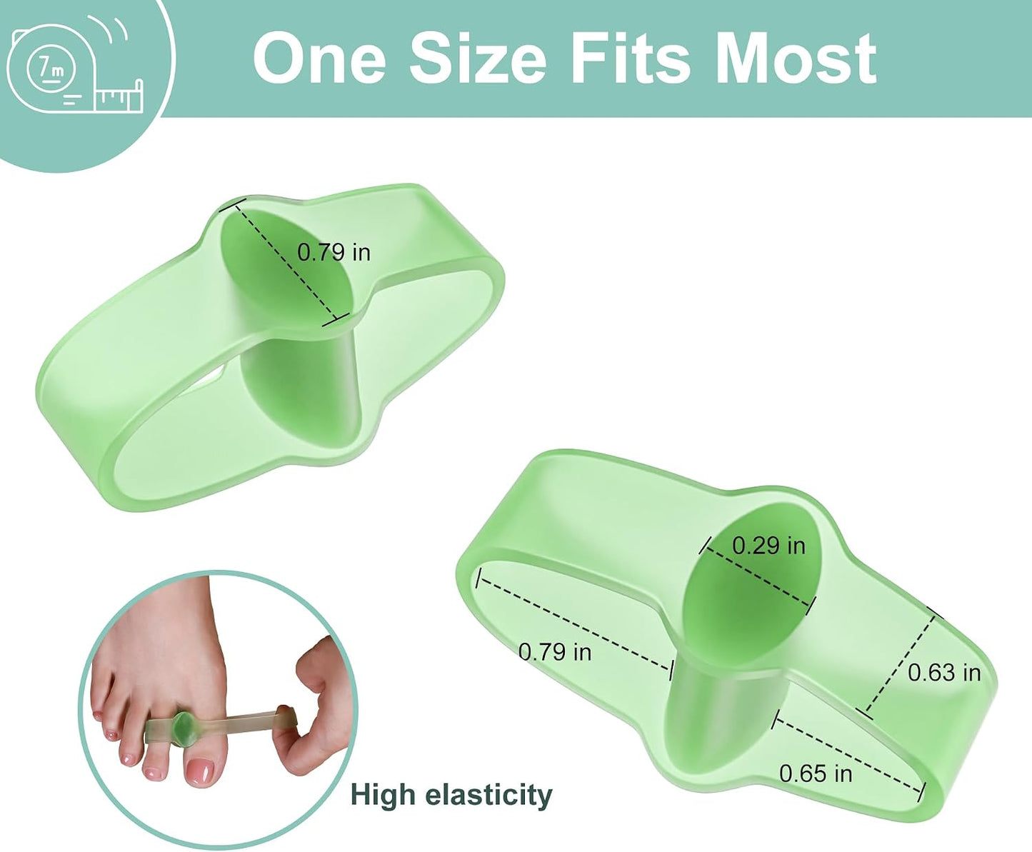 Gel Toe Spacers - 8 Pcs Bunion Corrector & Hammer Toe Separator | Big Toe Straightener for Yoga (Green)