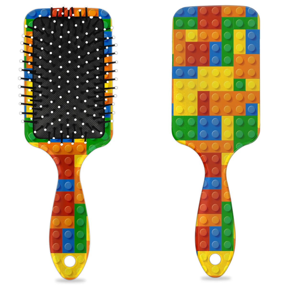 Kids Hair Brush for Boys Girls Toddler - Colorful Building Blocks Detangler Hairbrush for Wet Dry Thin Long Curly Hair Pain-Free Comb Glide Through Tangles with Ease and Massage Scalp