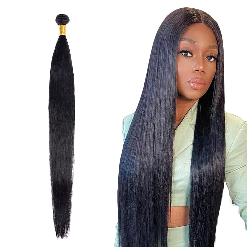 Straight Bundles Human Hair Natural Black Color Unprocessed Brazilian Virgin Remy Hair 1 Bundle 12 Inch Double Weft Hair Extensions