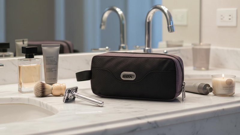 GOX Small Travel Toiletry Bag for Men, Hanging Dopp Kit Organizer with Water-Resistant Nylon, Portable Shower Toiletry Case