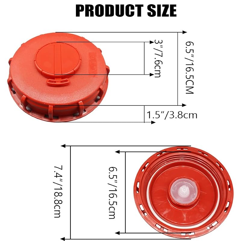 IBC Tote Tank Lid Cap 163mm - Red Breathing Cover for 275-330 Gallon