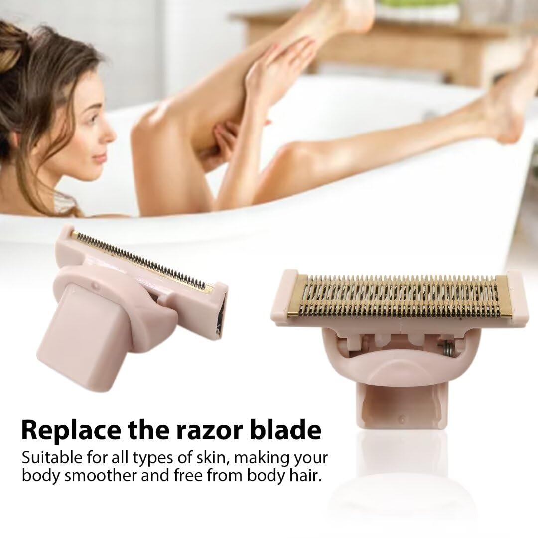 2Pcs 2024 Upgraded 2024 Upgraded Razor Replacement Heads Compatible for Flawless Nu Razor, Rose Gold Plated Body Hair Remover Replacement Head with Covers Compatible for Women
