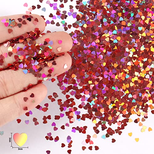 Renfio 1.75 Oz Holographic Heart-Laser Pink Glitter for Crafts