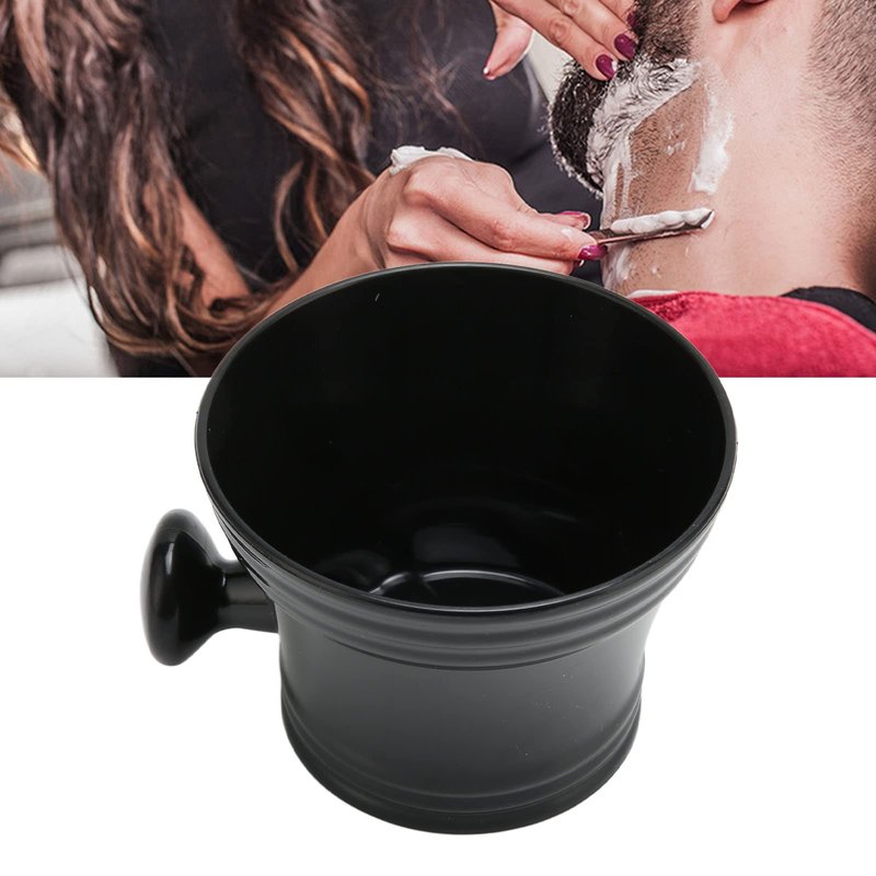 TIKATARER Shaving Bowl, Large Capacity Portable Black Shaving Soap Bowl Shave Mug with Comfortable Grip Handle for Barber and Home Use