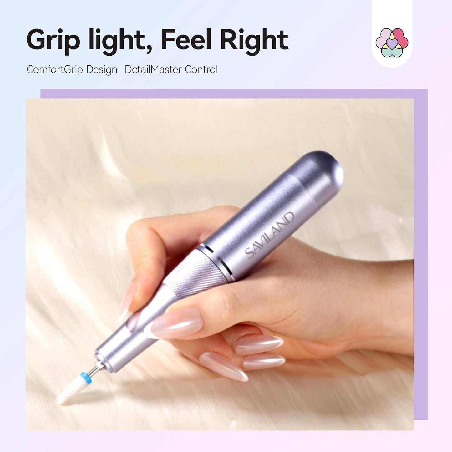 SAVILAND 50000 RPM Nail Drill - Professional Electric Nail File for Fast Acrylic Manicure | Portable Rechargeable Design