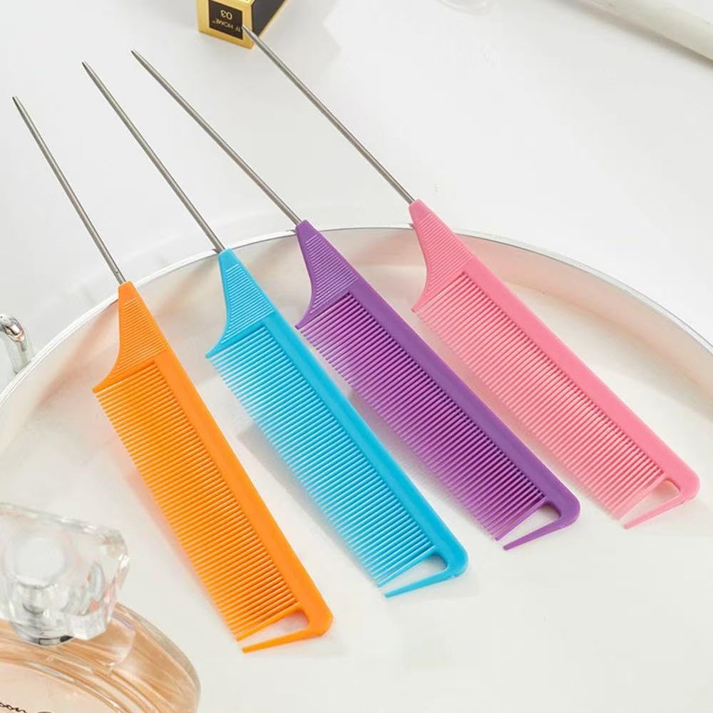 10pcs Rat Tail Combs Set,Salon Hair Stylists Metal Fine Tooth Combs Parting Combs for Hair Teasing and Braiding,Women GirlStyling Combs for