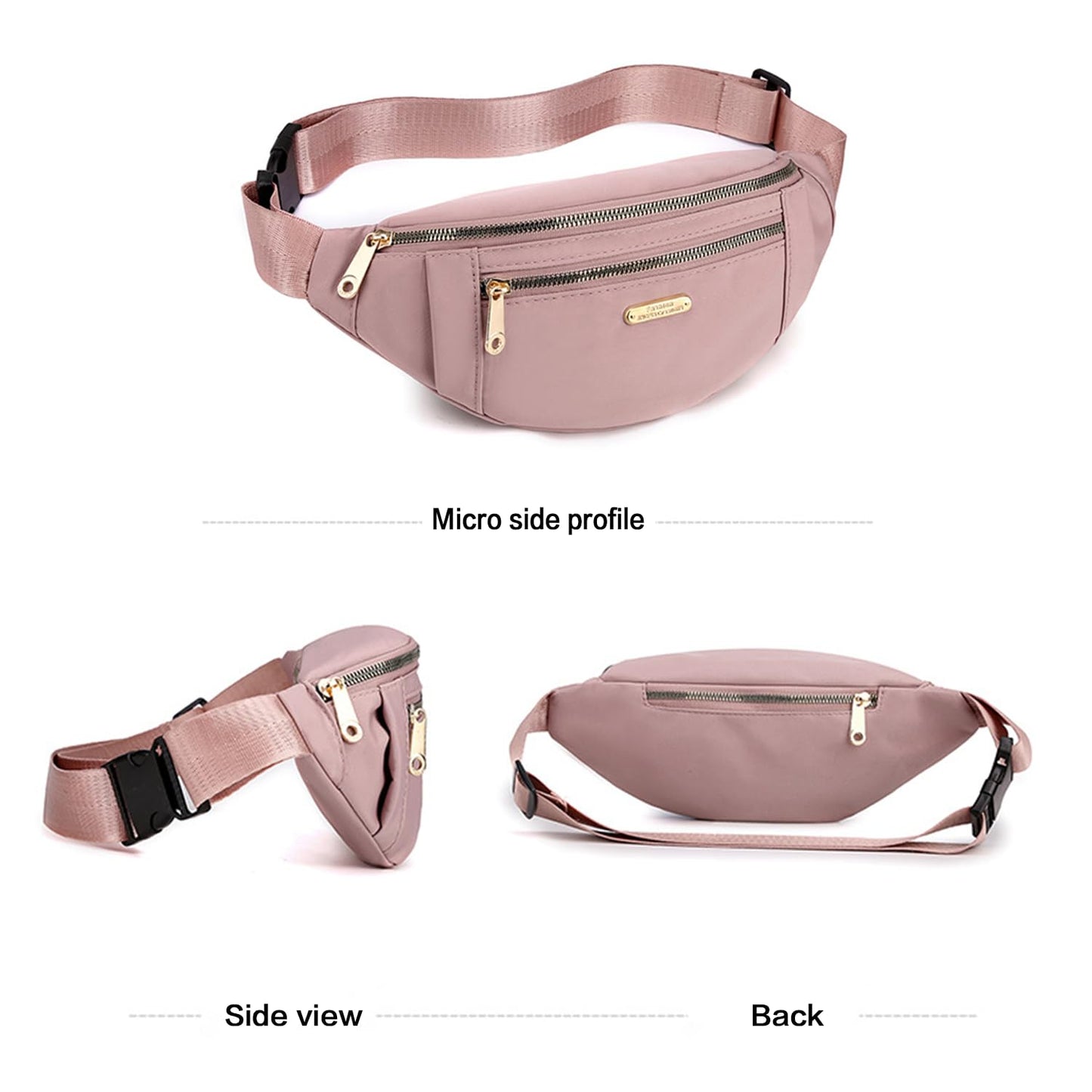 Fanny Pack Waist Pack for Women, Fashion Waist Bag with Adjustable Strap for Travel Sports Running Cycling. Black