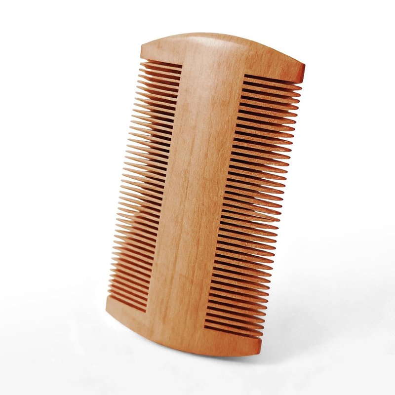 Wooden Beard Comb with Dual Fine & Coarse Teeth - Ideal for Applying Balms & Oils, Pocket-sized Comb for Beards & Mustaches