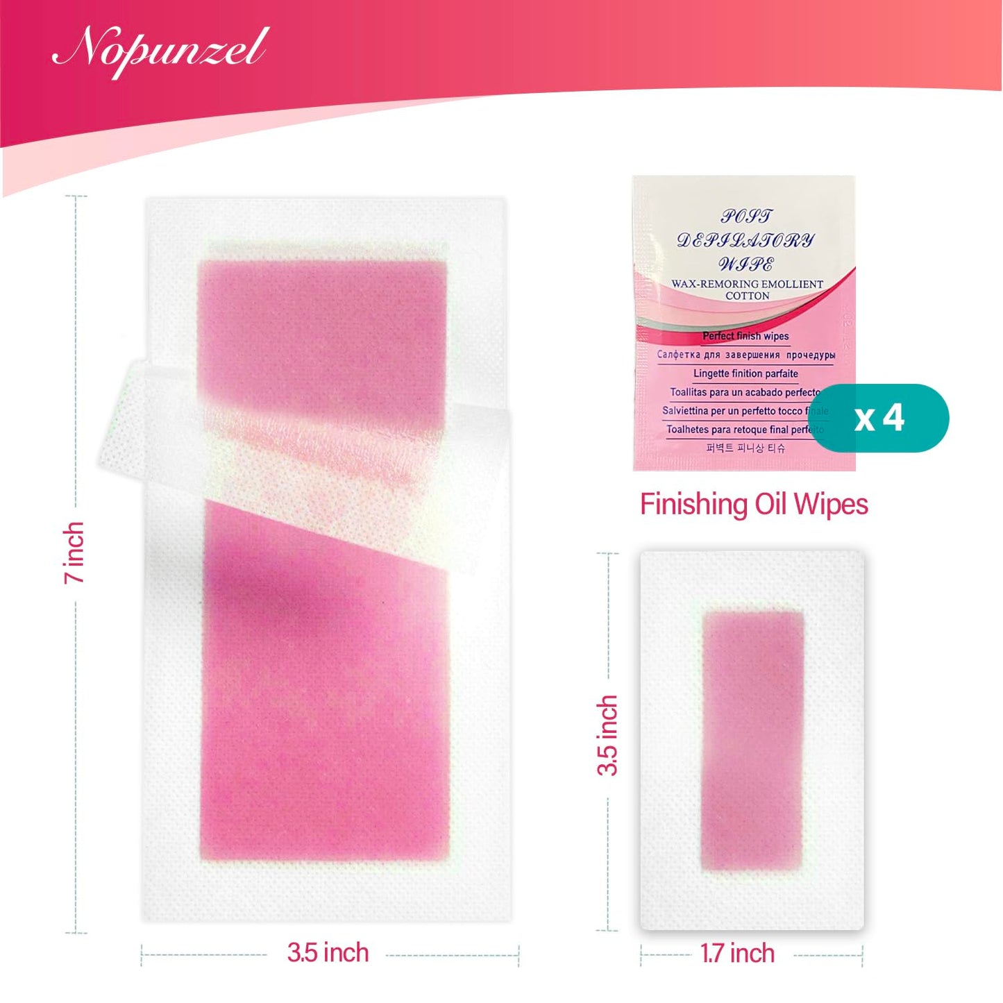 Wax Strips for Hair Removal - 64 Waxing Strips & 4 Calming Oil Wipes | At-Home Brazilian Waxing Kit for Women - Body, Legs, Arms, Bikini