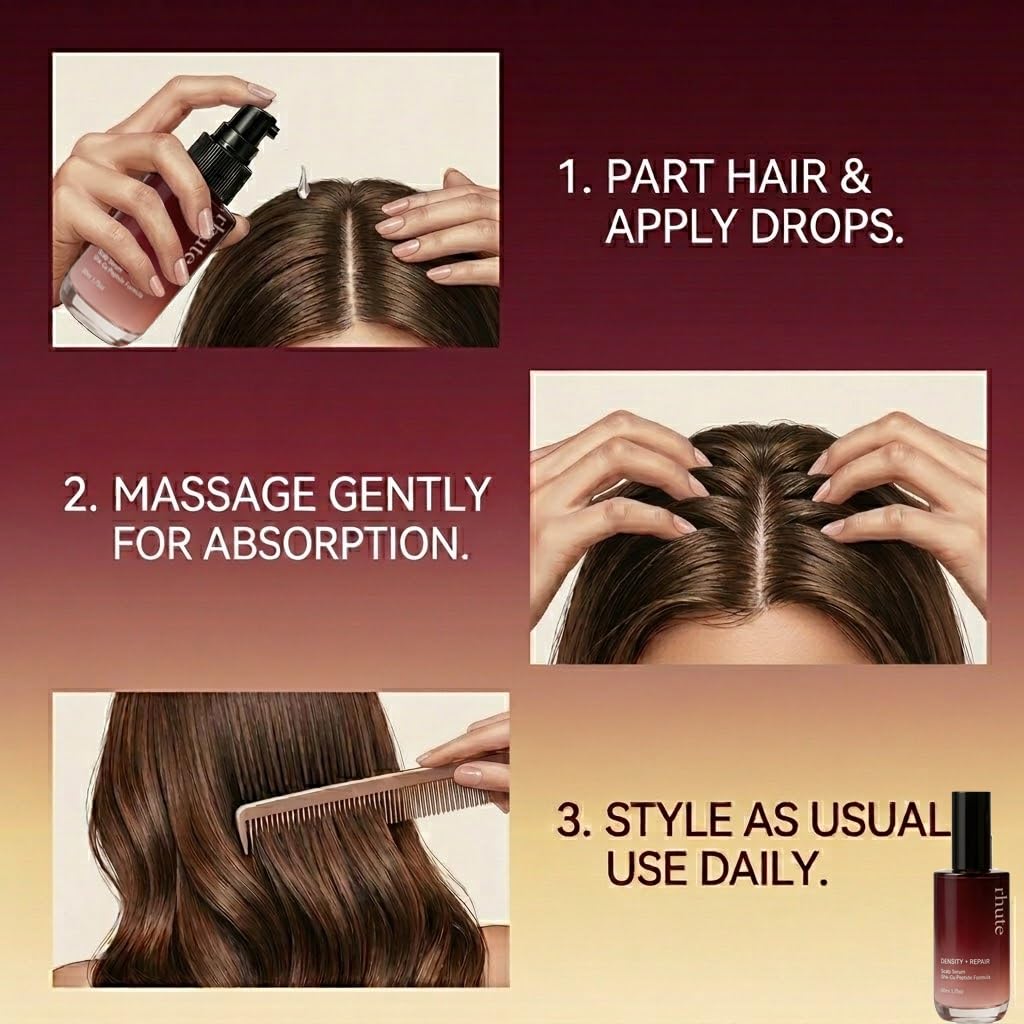 Rhute Hair Serum, Rhute Scalp Serum Daily Strengthening Treatment for Weak or Damaged Haireptide-Powered Formula for Thicker (2pcs)