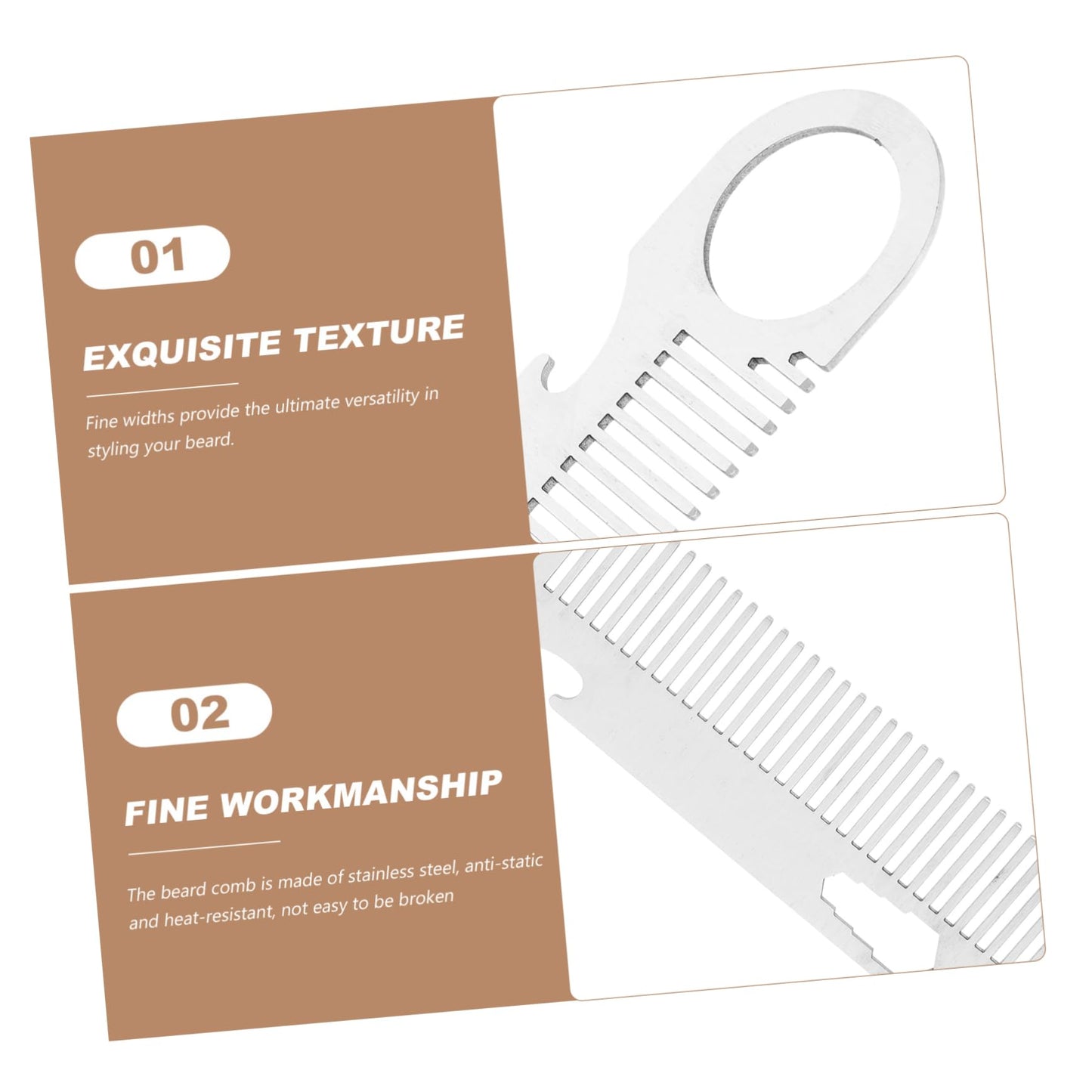 Beaupretty Beard Comb 5.51 Inch Fine Tooth Anti-Static Mustache Comb for Men Heat Resistant Grooming Tool for Styling Detangling and Moisturizing Facial Hair