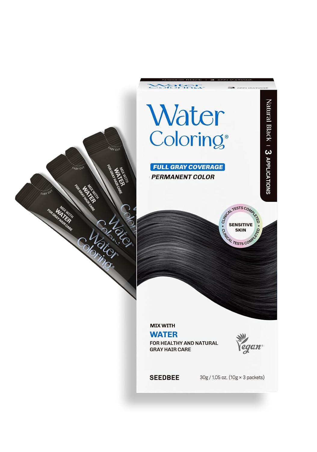 Korean Permanent Hair Dye Kit - Medium Brown Powder Color for Gray Coverage | Vegan Plant-Based Formula, Easy Application