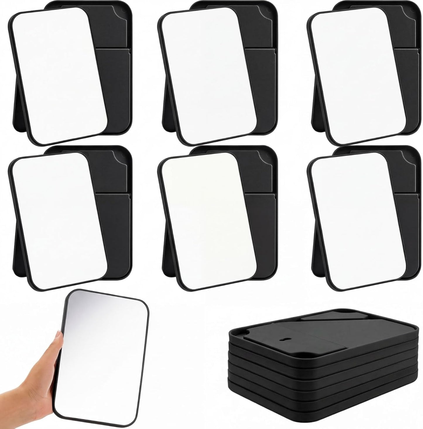 Cinnvoice 24 Pack Desktop Makeup Mirrors - 90° Adjustable Folding Vanity Mirrors | Portable for Travel & Spa (8")