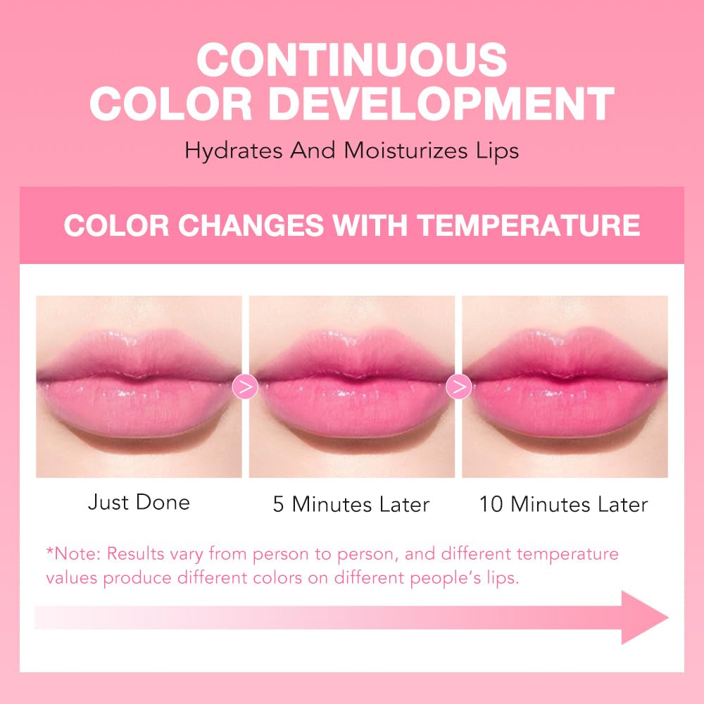 BINGBRUSH 8PCS Color Changing Lipstick Set, Moisturizing Long Lasting Waterproof Lipstick, Fruit Flavor Lip Tint Gloss, Hydrating Lip Color for Women