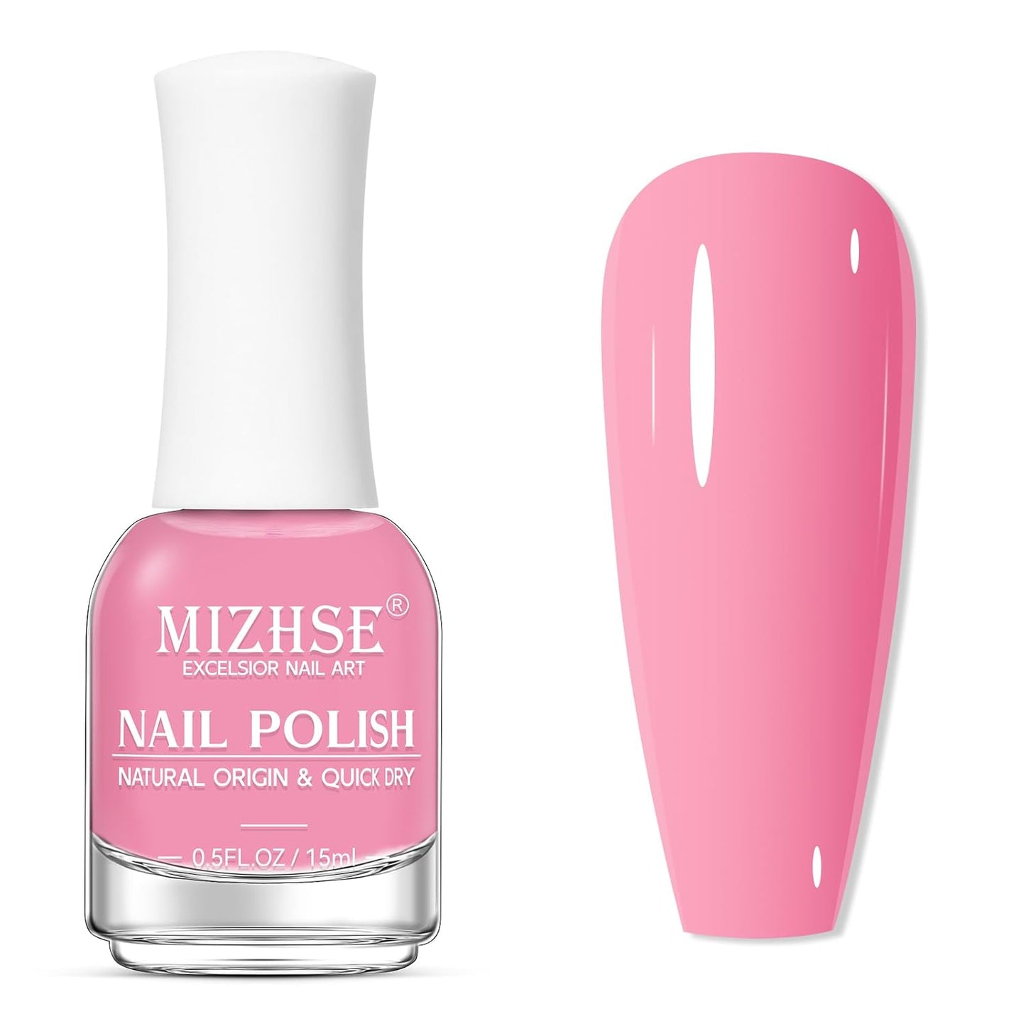 MIZHSE Quick Dry Hot Pink Nail Polish - Non-Gel Air Drying, 15ml Glossy Finish for DIY Manicure
