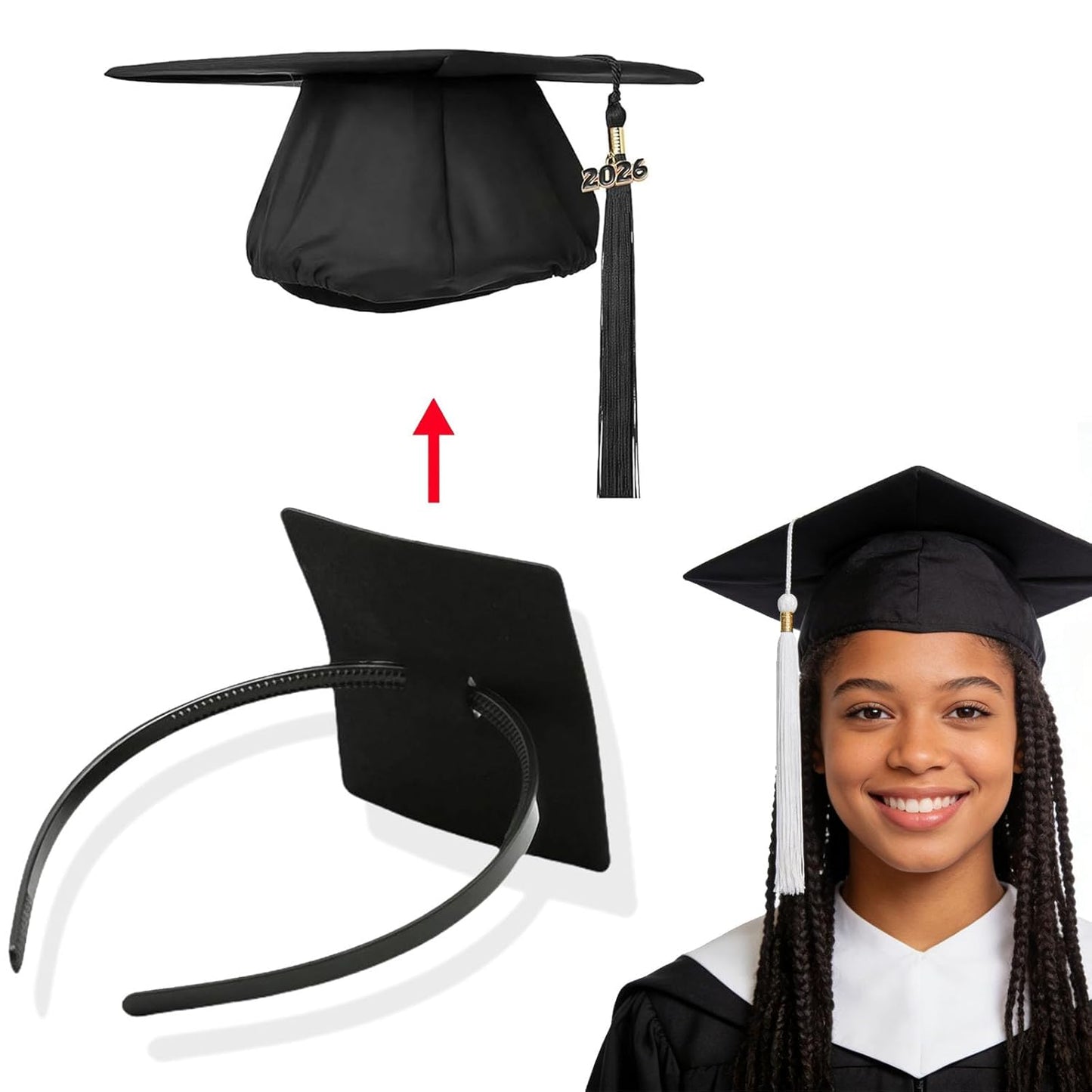 Graduation Cap Headband Insert - Anti-Slip Fastener for Curly Hair | Hair Accessories for Women