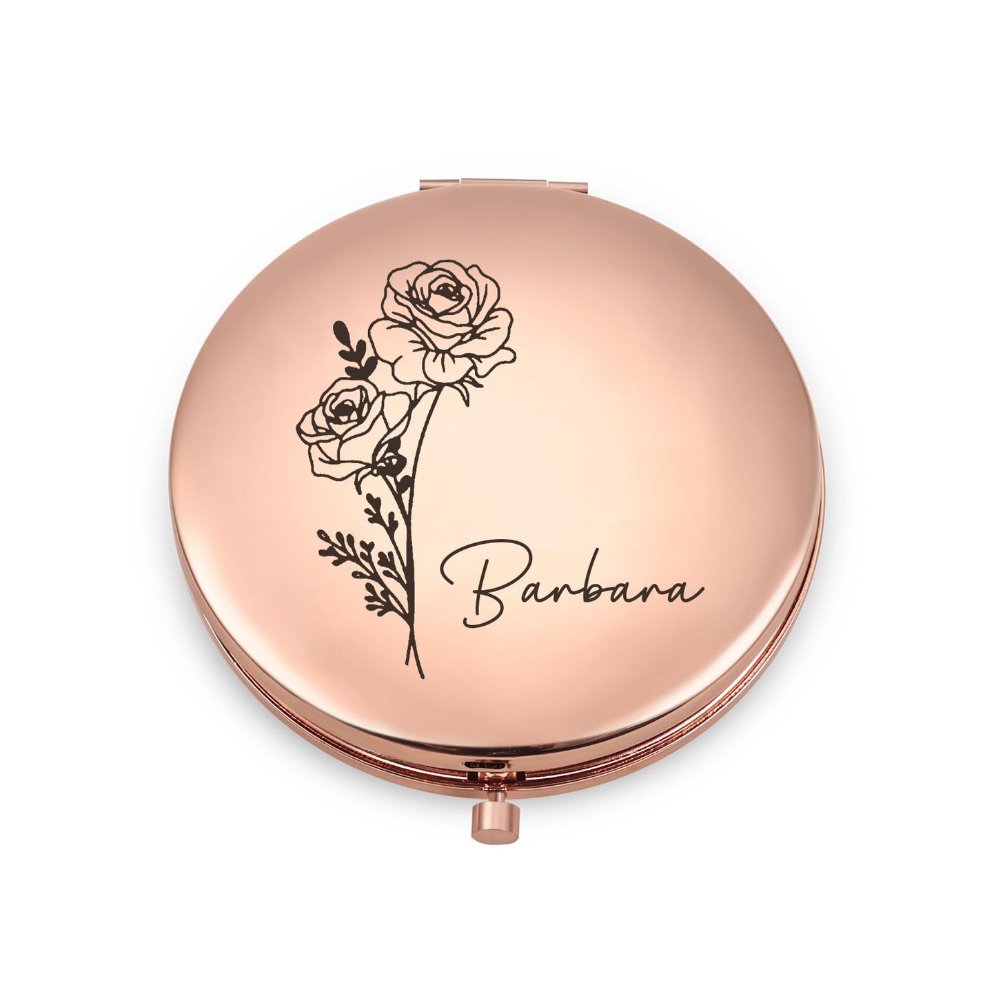 Ahgmeside Personalized Compact Mirror for Women - Pocket Mirror for Women,Custom Birthflower Travel Makeup Mirror for Wife, Mom, Bridesmaid Gifts for Daughter Friend (Rose Gold)