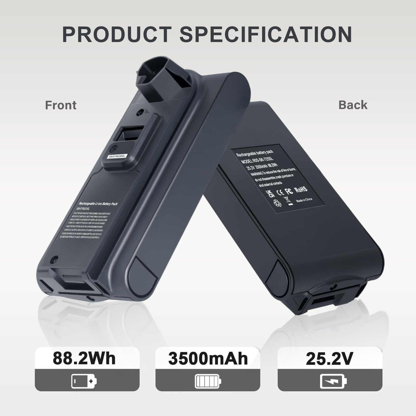 YCFSERMYO 3500mAh 21.6V Replacement Battery for Shark XBATR620SL Compatible with IZ540H, IZ562H, UZ565H,LZ500 Shark Cordless Vacuum Cleaners.Black