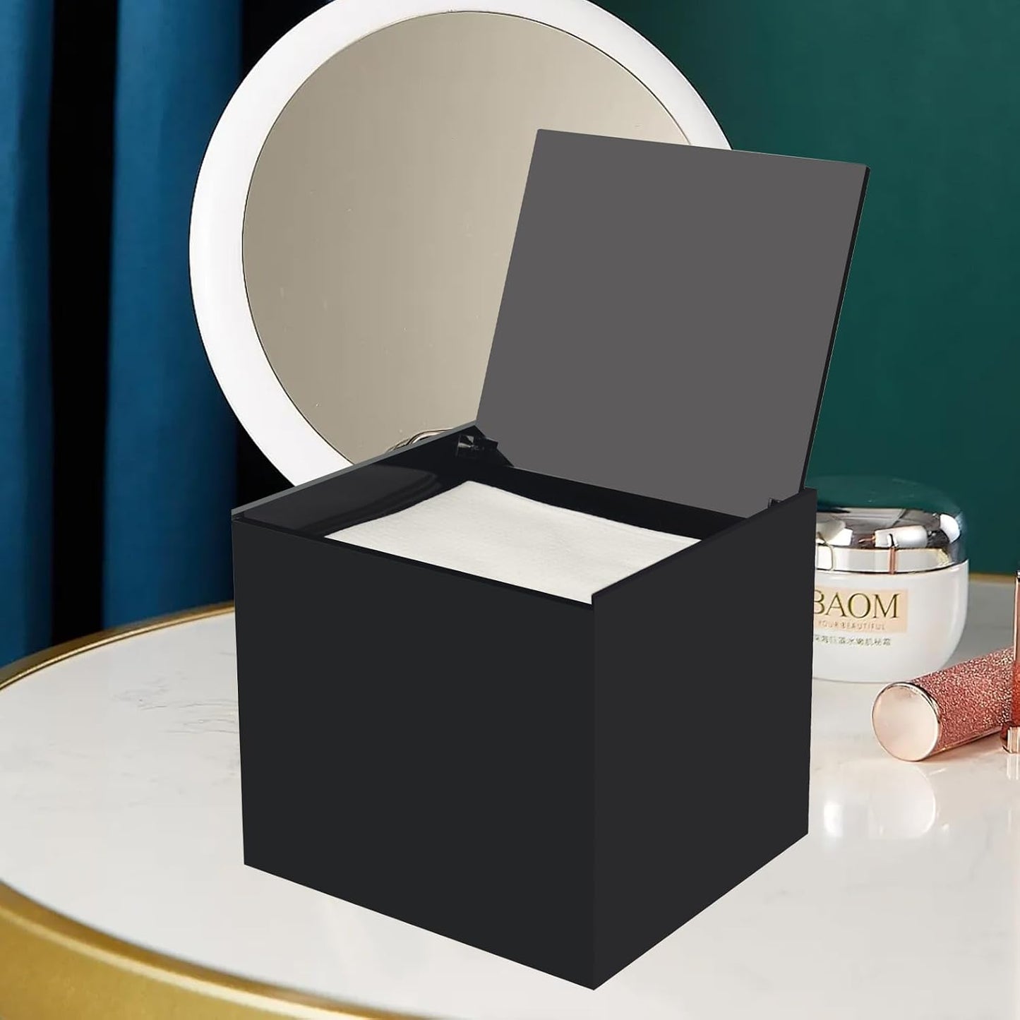 Acrylic Disposable Face Towel Holder Storage Box - Black Design for Easy Organization