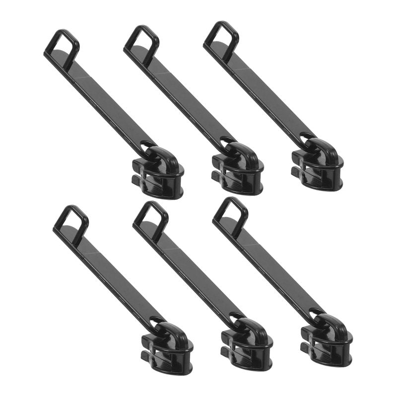 Angoily Zipper Repair Kit, 6PCS Double Layer Universal Luggage Zipper Pull Replacement Slider for Sewing Suitcase Bags Jackets Coats, Smooth, Black