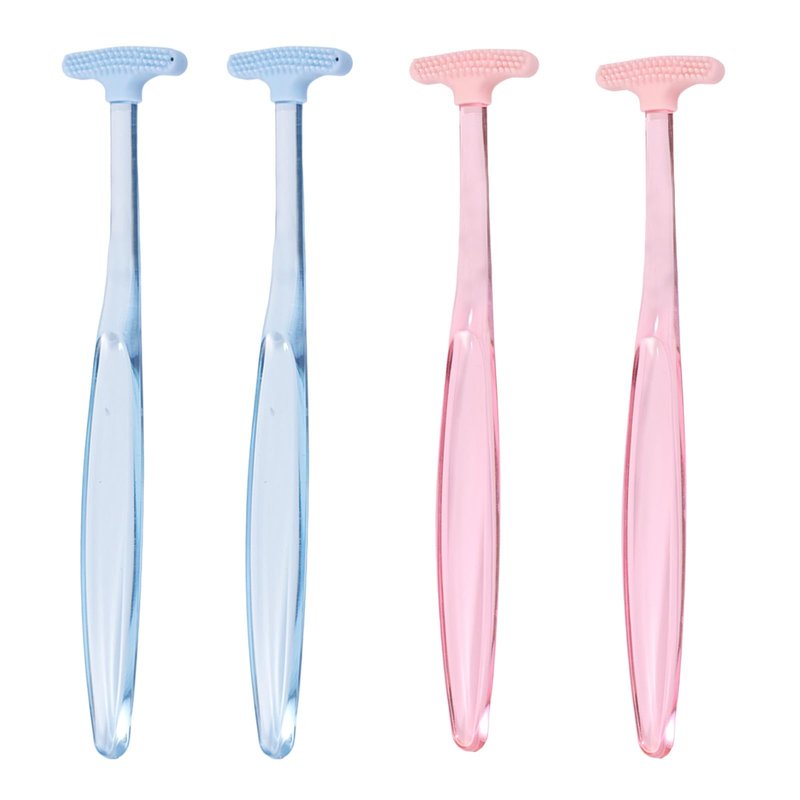 4pcs Eyelid Brushes, Silicone Plastic Ultra Soft Eyelid Margin Cleansing Brushes Practical Cleansing Tool Accessories for Gently Cleaning Oil and Dirt (2 Colors)