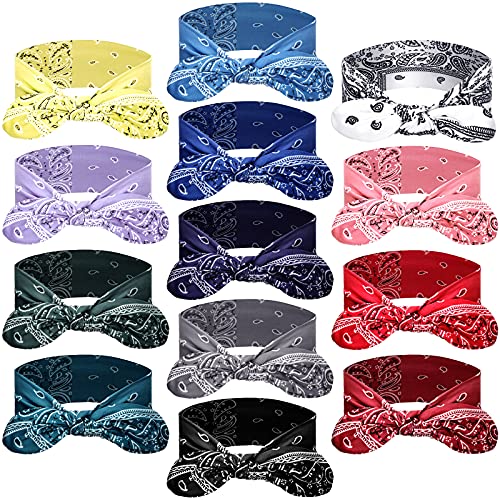 13-Piece Bandana Bow Headbands Set - Soft Elastic Rabbit Ear Hair Wraps
