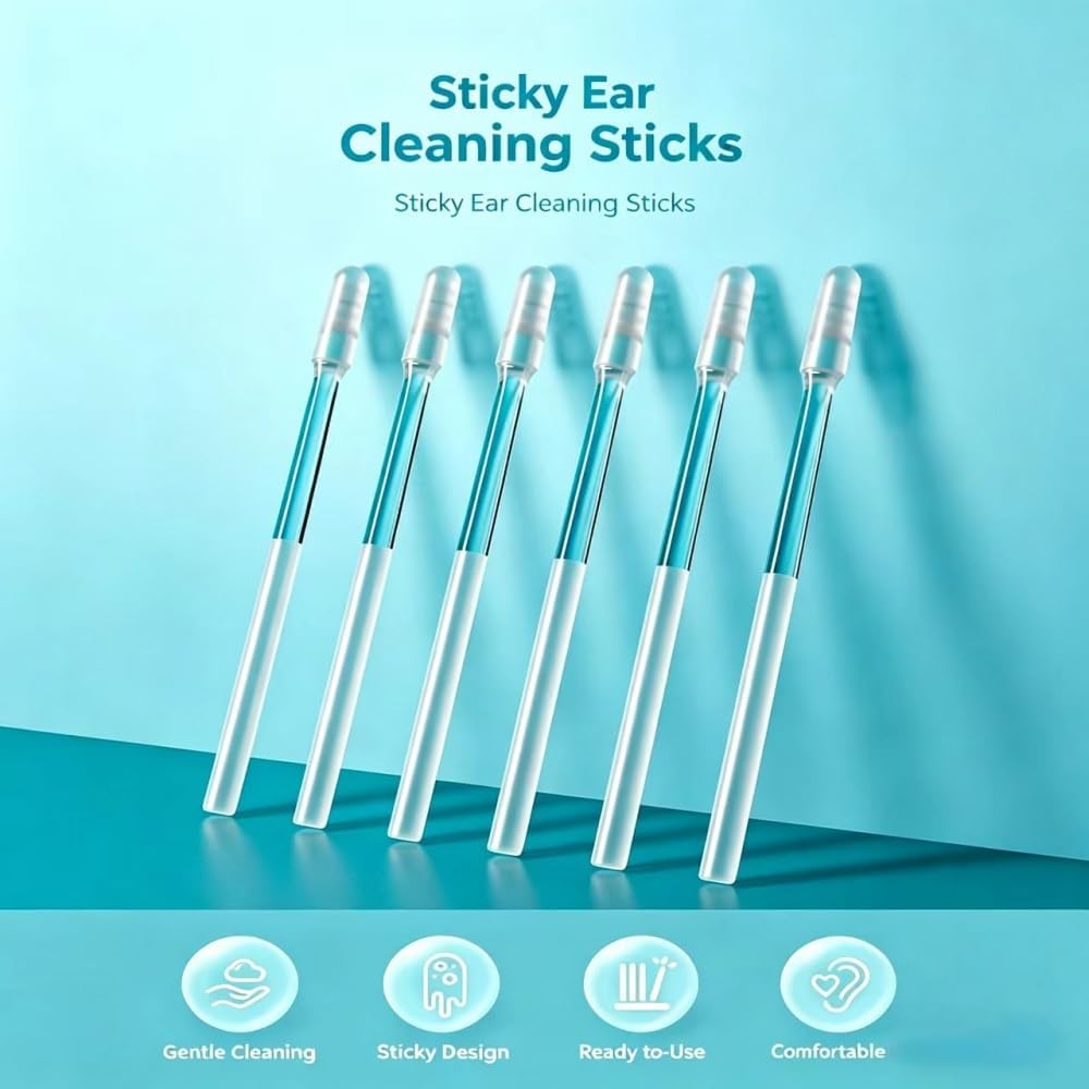 Reusable Sticky Ear Cleaning Sticks - Gentle Adhesive Ear Picks for Wax Removal | 24PCS Hygiene Kit for Adults