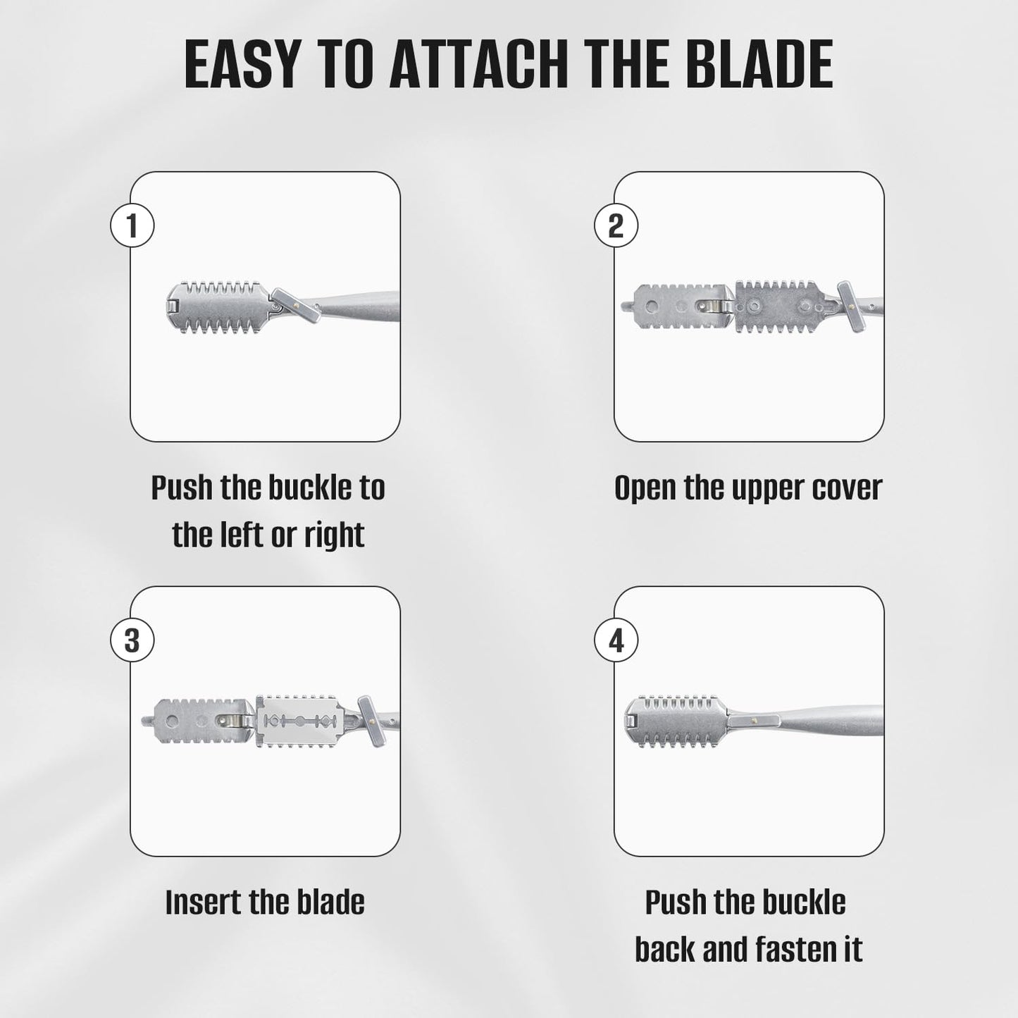 FEISIER Aluminum Double-Edge Hair Thinning Razor Comb with 10pcs Blades,Hair Texturizing Cutting Razor Comb for Thin and Thick Hair Trimming and Styling