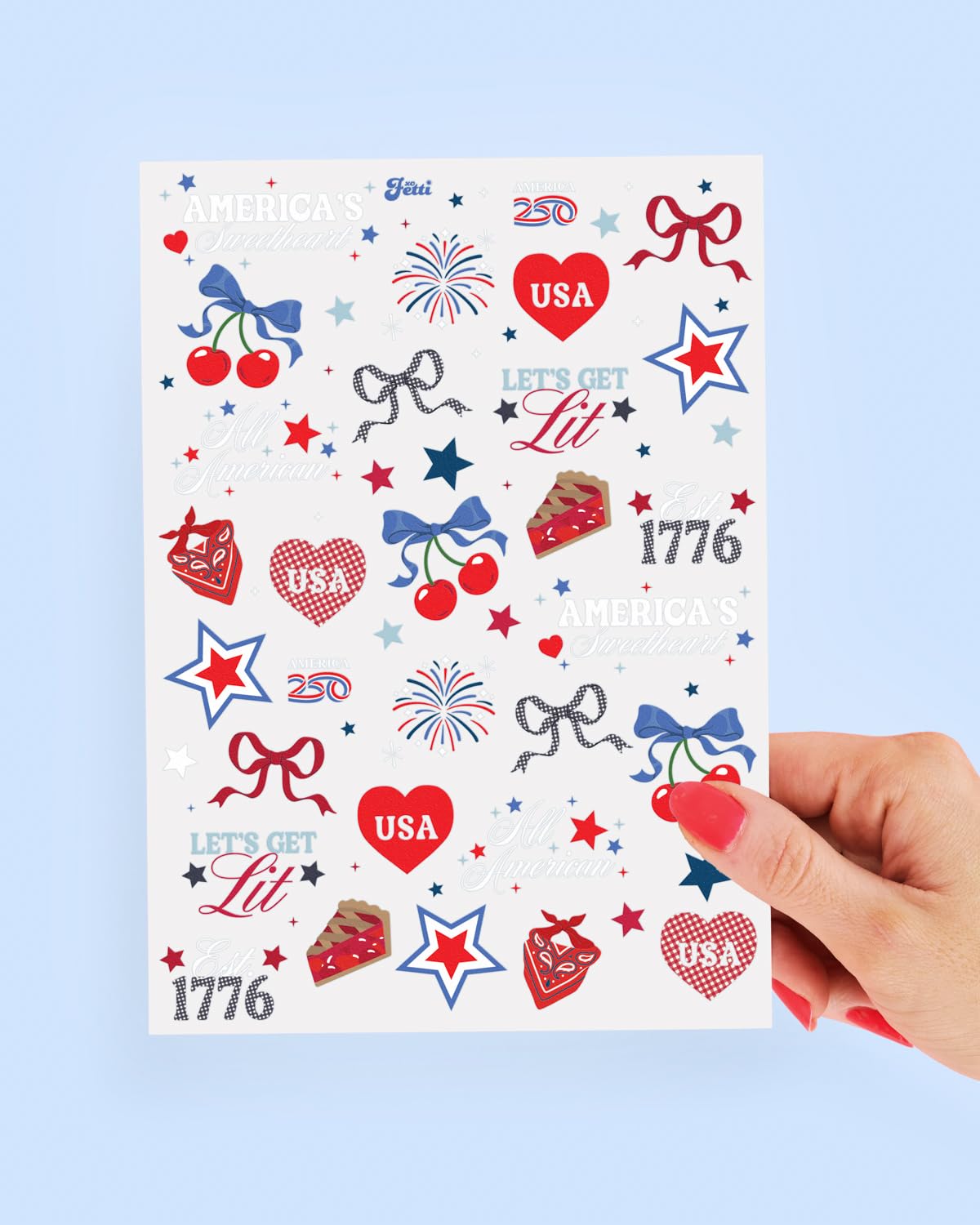 250 Patriotic Temporary Tattoos - 4th of July USA Red White Blue Stars & Fireworks | Kids Party Decor