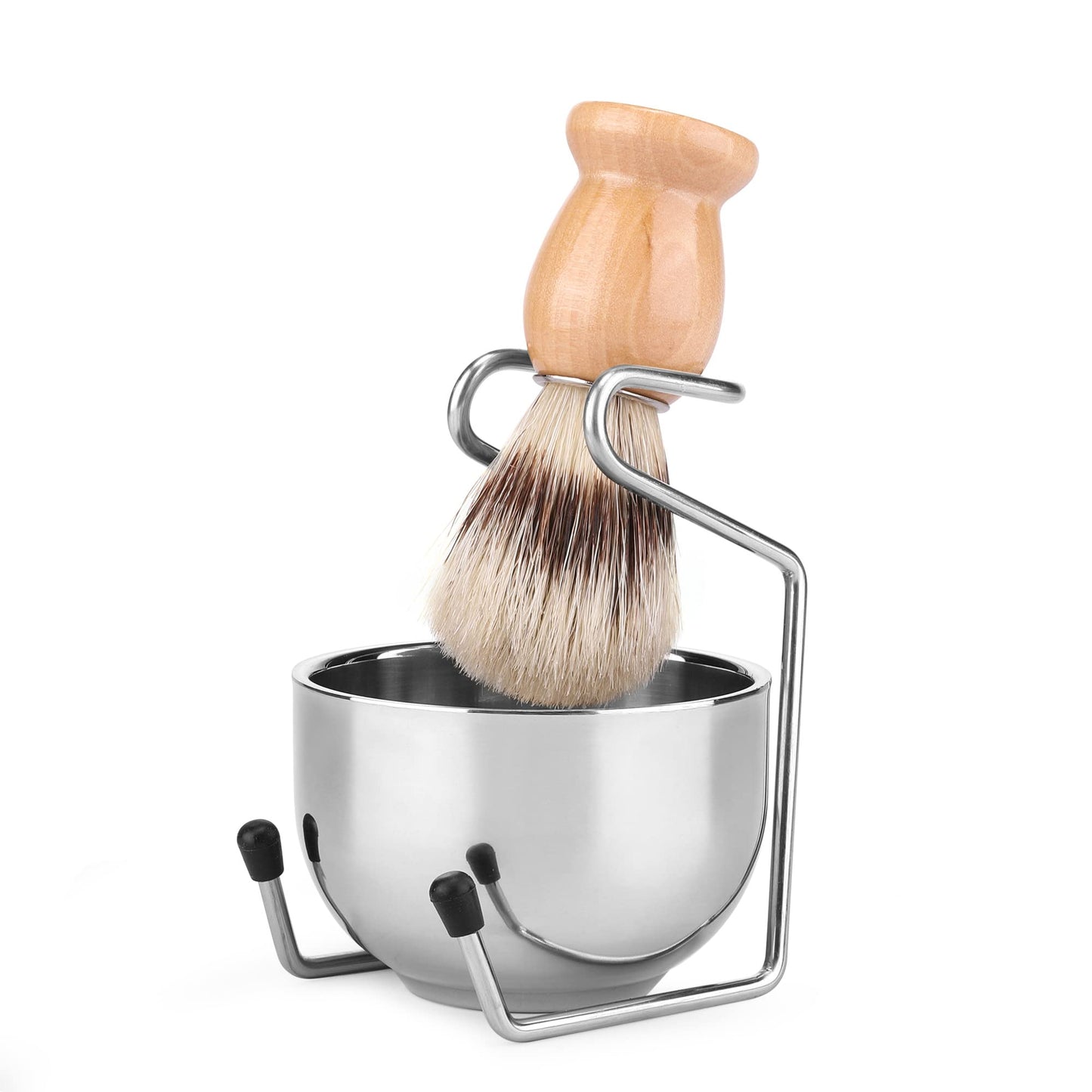 Aethland Shaving Brush Set for Men, 4 in1 Include 100g Shaving soap, Badger Shaving Brush and Stainless Steel Shaving Stand & Shaving Bowl for Husband Birthday Boyfriend Father's Day Gifts（Upgrade W)