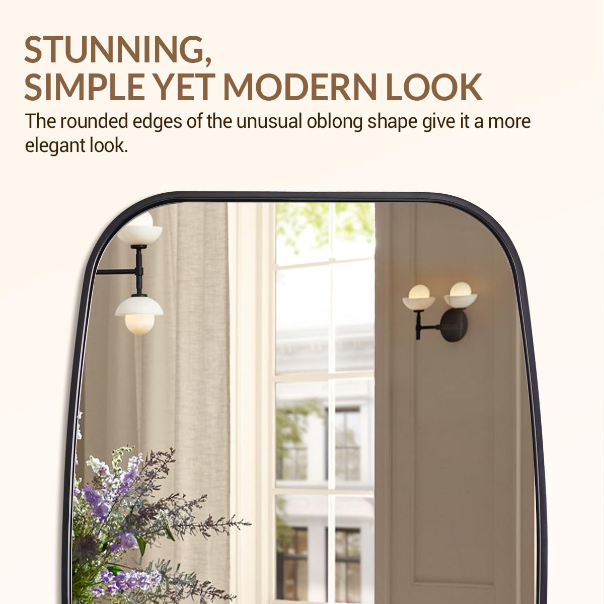 ANDY STAR Black Oval Square Mirrors for Bathroom, 24x32 Inch Oblong Bathroom Mirrors for Over Sink, Modern Metal Vanity Mirror, SUS304 Squoval Tube Frame, Wall-Mounted Vertically or Horizontally