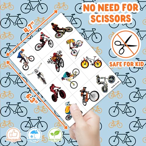 96 Pack Bike Temporary Tattoos for Kids and Adults - Party Favors & Decorations