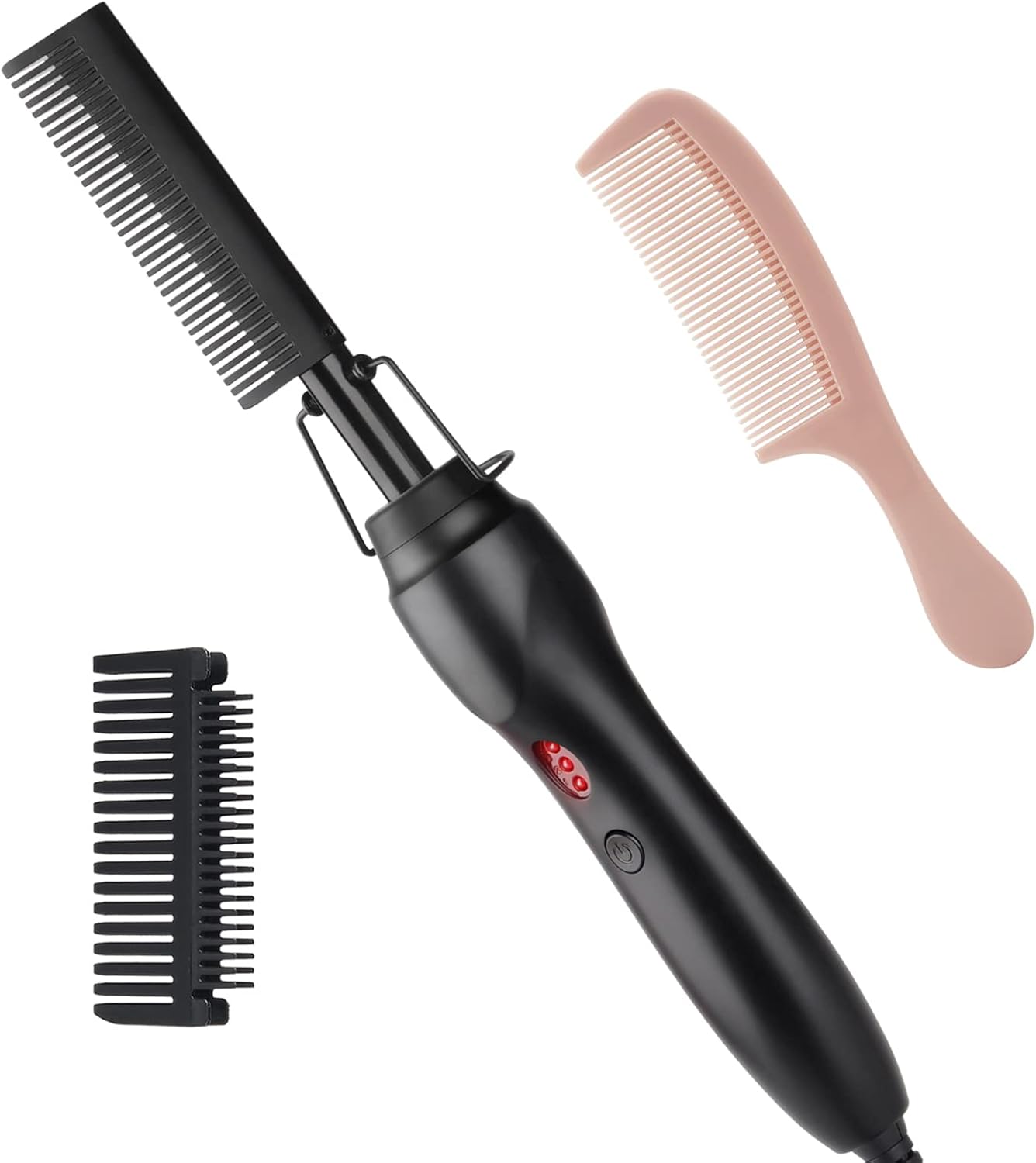Electric Hair Straightening Comb - Ceramic Flat Iron Brush for Natural Black Hair | Anti-Scald Portable Design