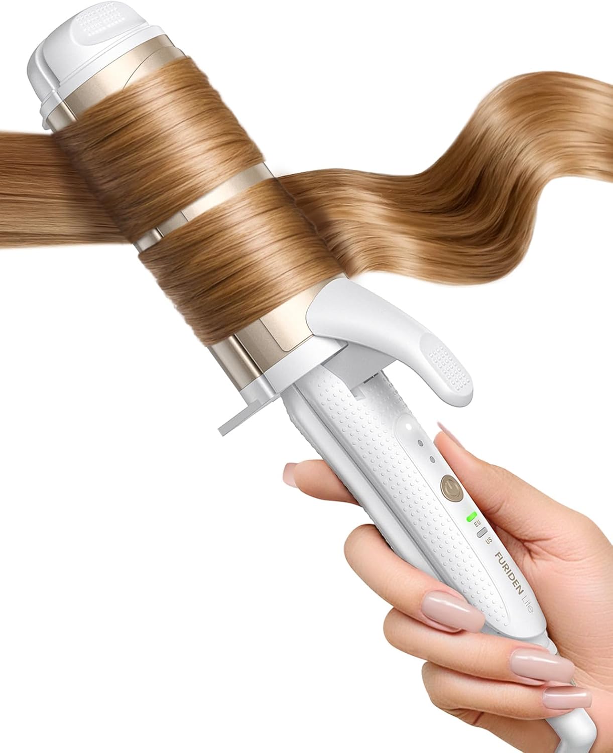 FURIDEN Dual-Voltage Curling Iron - 2-Inch Ceramic Wide Barrel for Loose Waves | Travel-Friendly for Armpit to Mid Back Length Hair