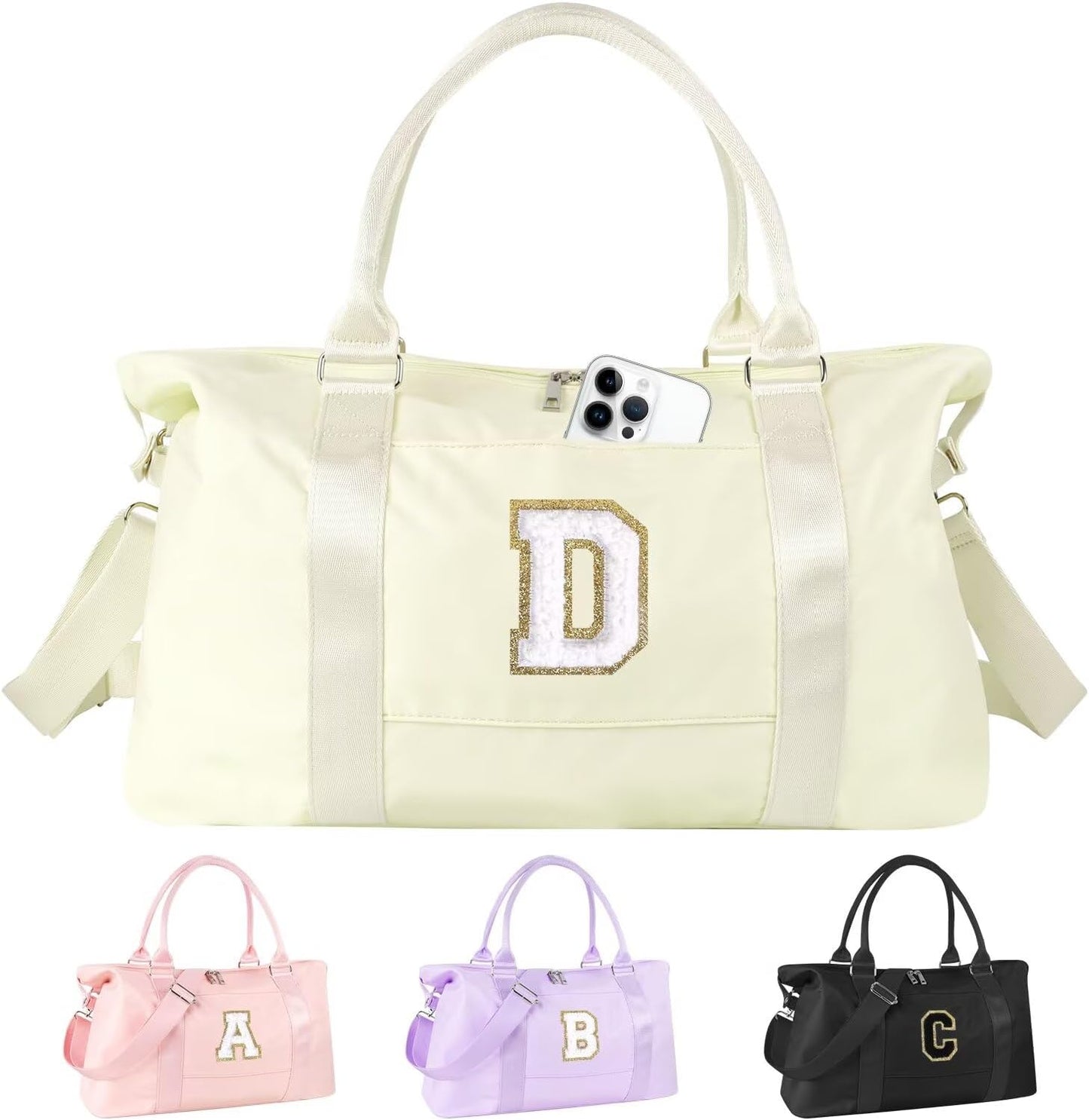 Dance Gym Duffel Bag - Personalized Initial Weekender for Teen Girls | Pink Overnight Carry-On & Cheer Bag