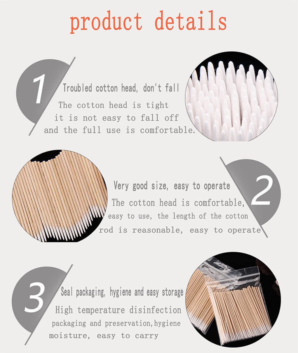 Microblading Cotton Swabs - 1500 Count Pointed Tip Applicators | Wood Sticks for Makeup & Tattoo Supplies