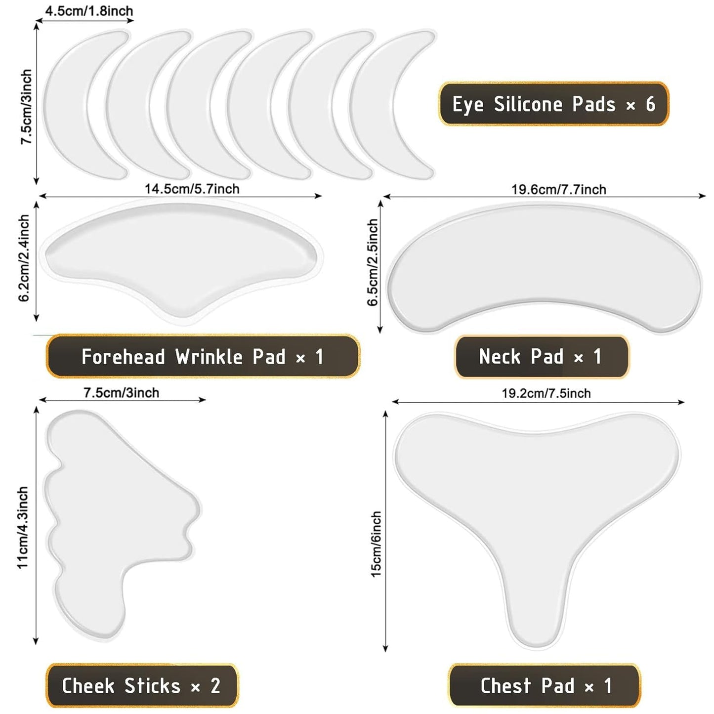 GETPUNA Neck Wrinkle Patches, Reusable Silicone Facial Pads for Neck, Chest, Forehead & Smile Lines, Overnight Anti Wrinkle Patches for Women and Men, Soft Skin-Friendly Set, 11 Pcs