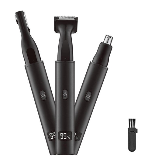 Nose and Ear Hair Trimmer for Men - Rechargeable Eyebrow Face Shaver - Nasal Hair Clippers 3 in 1 Painless Eye Brow Facial Hair Beard Razor for Sideburns Dual-edge Blades 6500 RPM Easy Cleansing