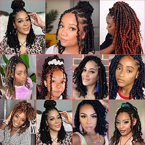 Leeven 8 Inch Pre-twisted Passion Twist Crochet Hair 1B# (Pack of 8)
