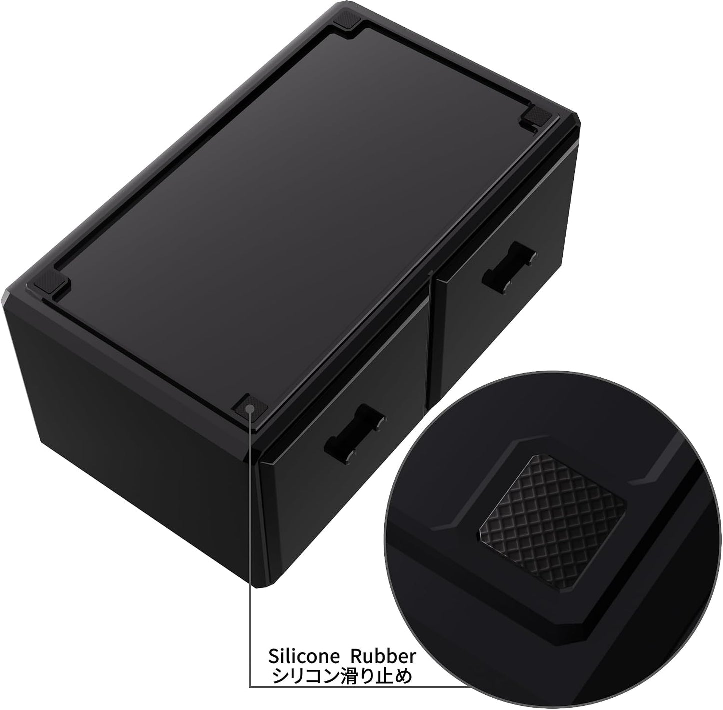 Makeup Organizer - 3-Piece Cosmetic Storage Case with 6 Drawers | Stylish Black Design