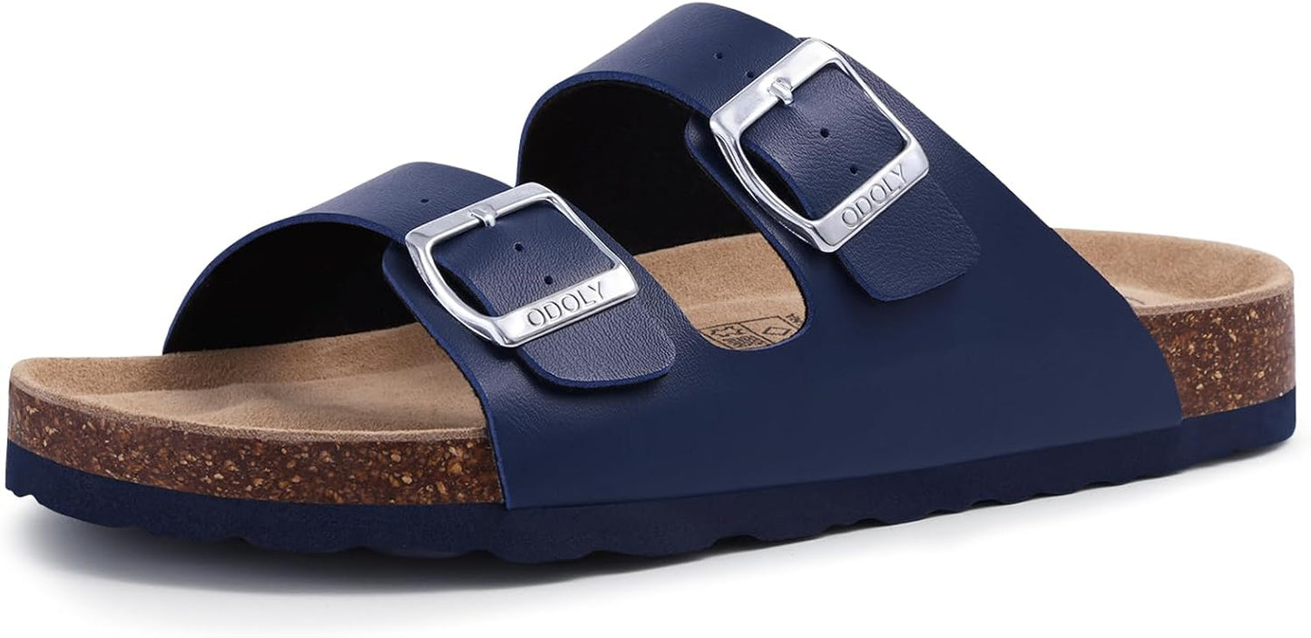 Cork Footbed Slide Sandals - Unisex Summer Outdoor Sandals with Arch Support & Adjustable Buckle | Comfortable Fit