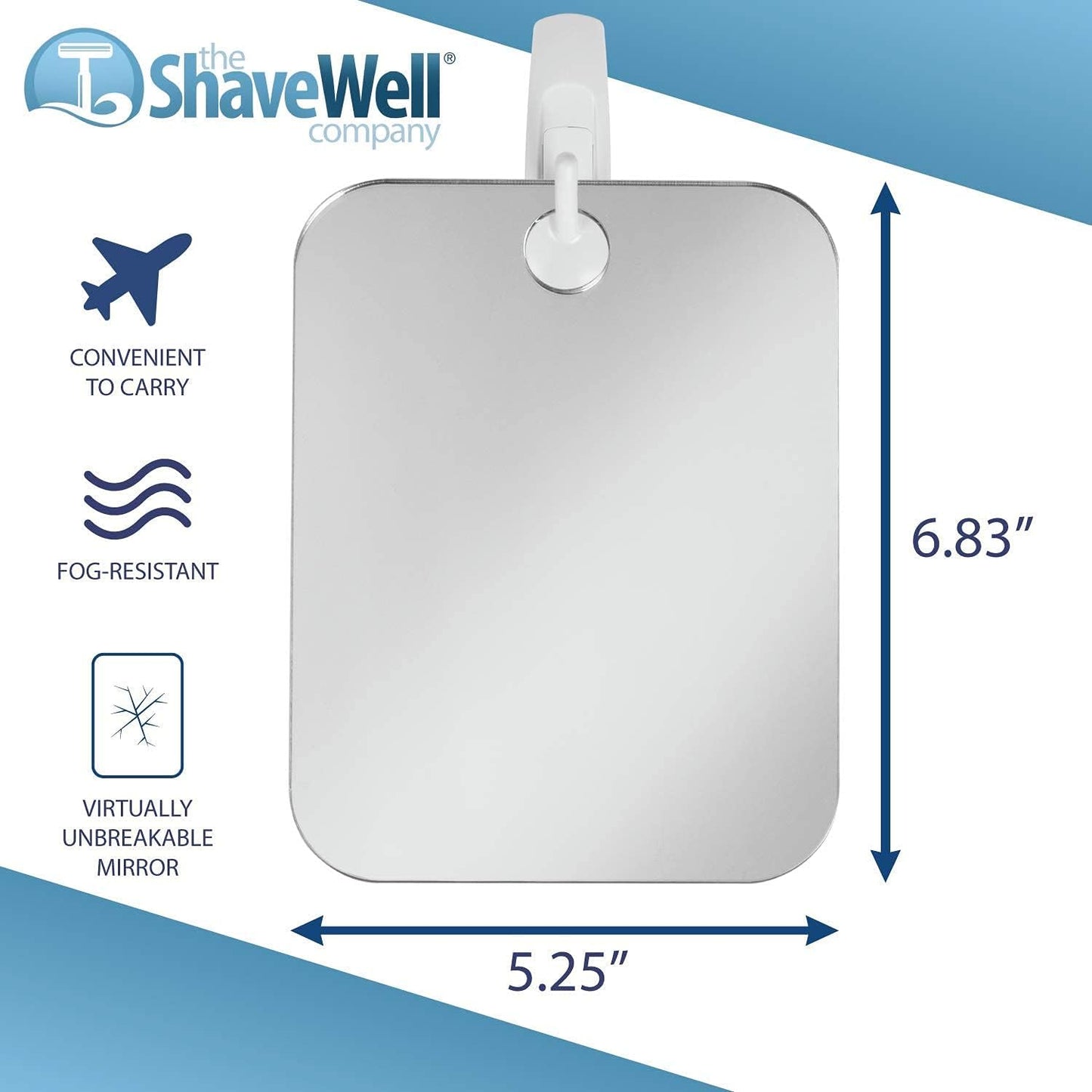 Deluxe Anti-Fog Shaving Mirror - Fogless Bathroom Shower Mirror with Handheld Option | Includes Removable Adhesive Hook
