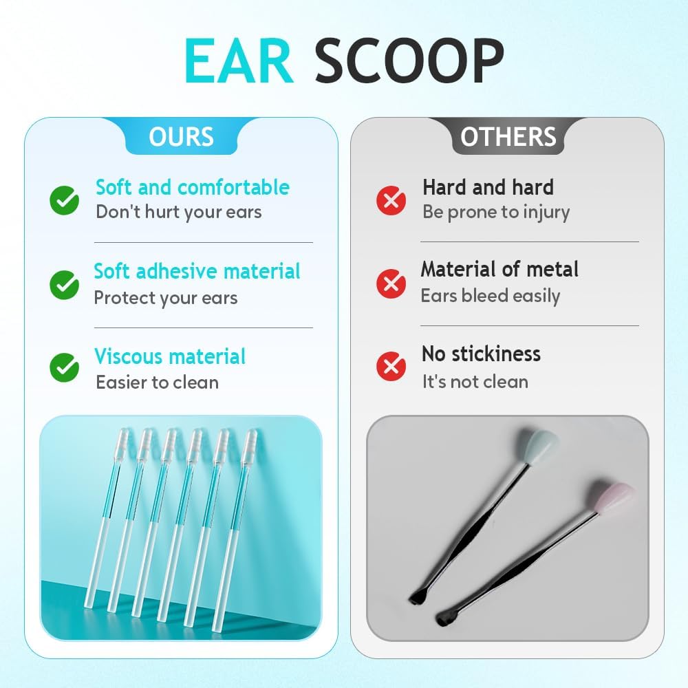Reusable Sticky Ear Cleaning Stick | Gentle Adhesive Ear Cleaner with Soft Rubber Head - 24 Small Size