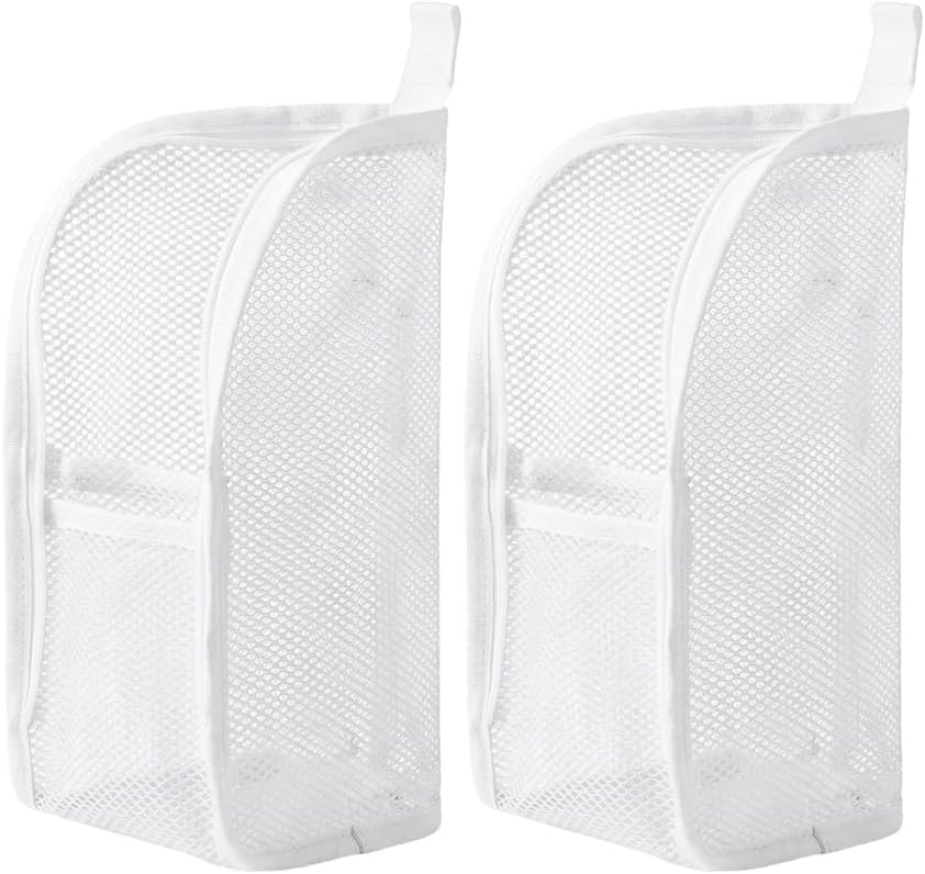 Portable Lightweight Travel Toiletry Bag - Waterproof EVA Mesh Cosmetic Organizer | Set of 2 White