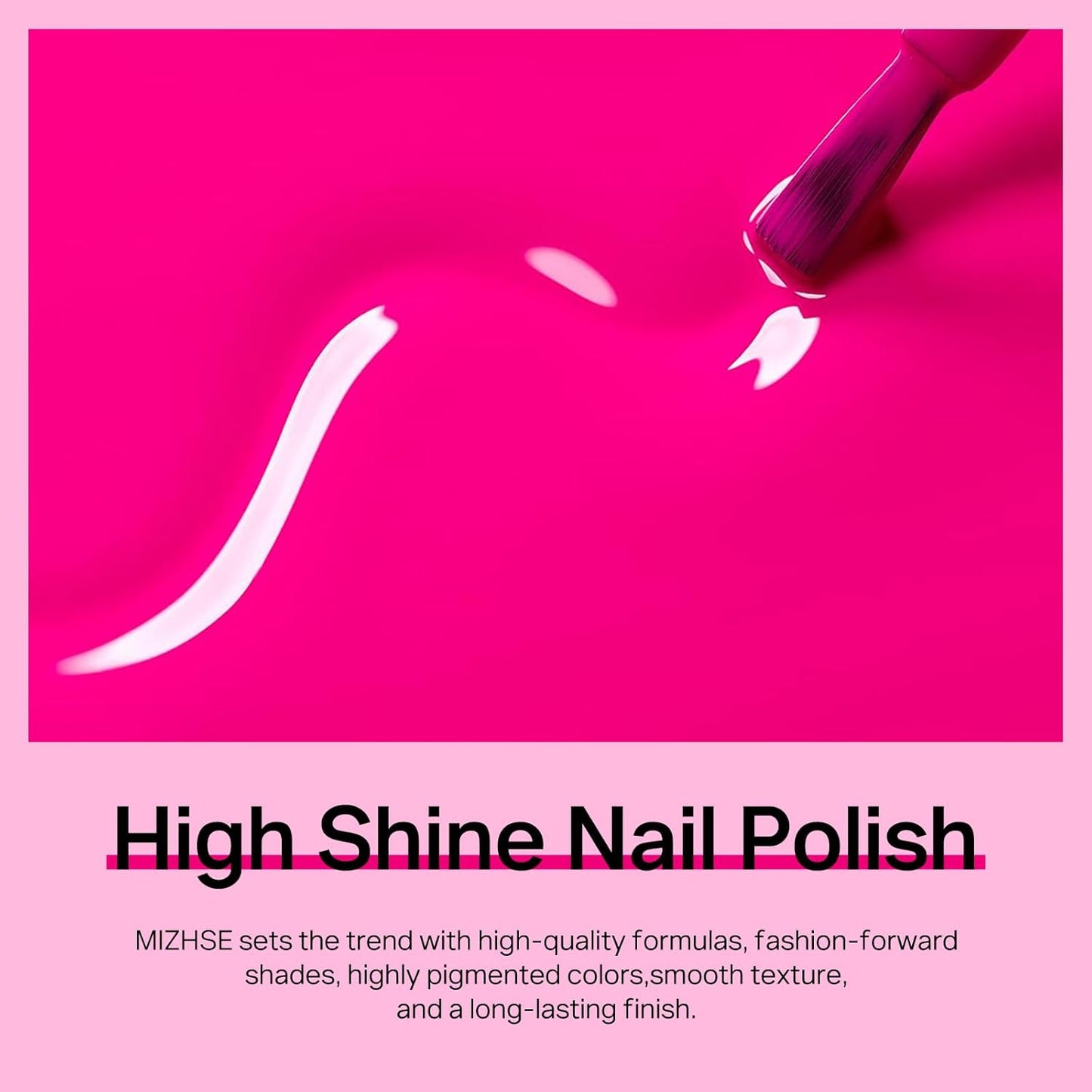 MIZHSE Quick Dry Hot Pink Nail Polish - Non-Gel Air Drying, 15ml Glossy Finish for DIY Manicure