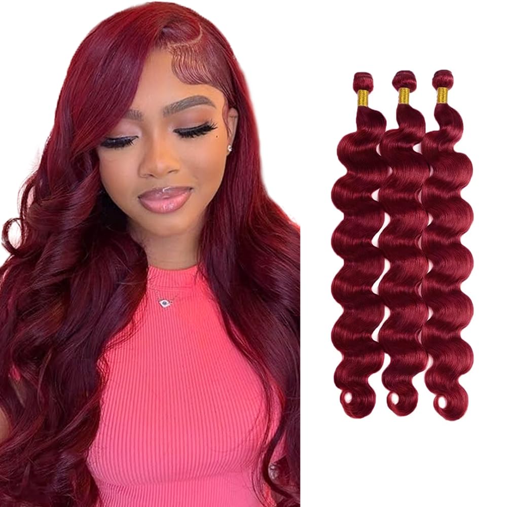 99J Human Hair Bundles Red Body Wave Bundles 20 22 24 inch Burgundy Body Wave Bundle Red Human Hair Bundle