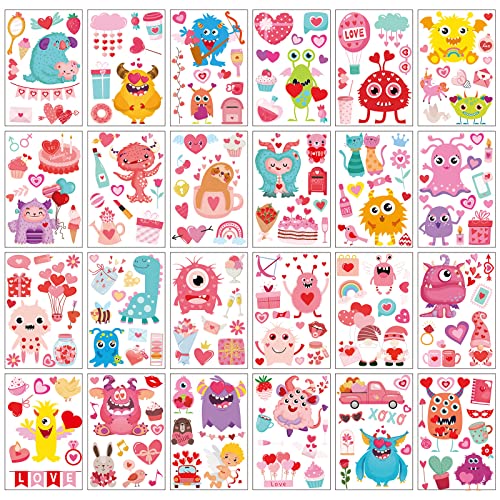 120 Sheets Valentine's Day Heart Temporary Tattoos for Kids & Adults - 24 Designs, Romantic Body Stickers