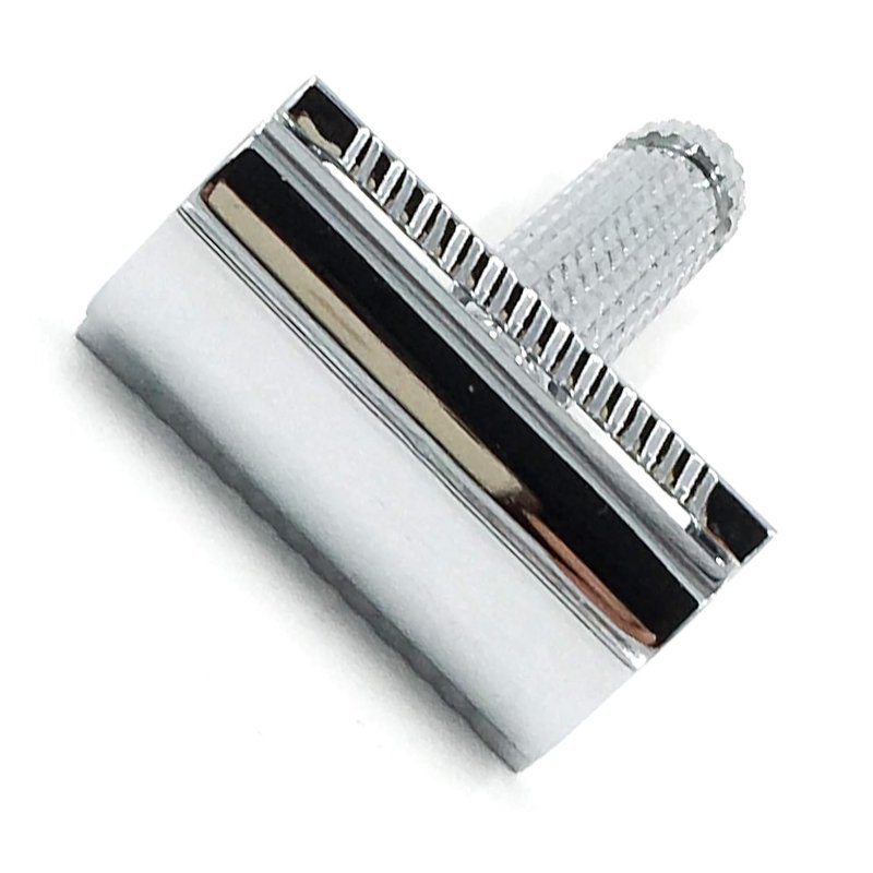Parker 94R “Hefty” Double-Edge Safety Razor with Standard-Length Handle + 5 Premium Blades – Chrome-Plated Brass, Three-Piece Design, Balanced Weight for Classic Wet Shaving