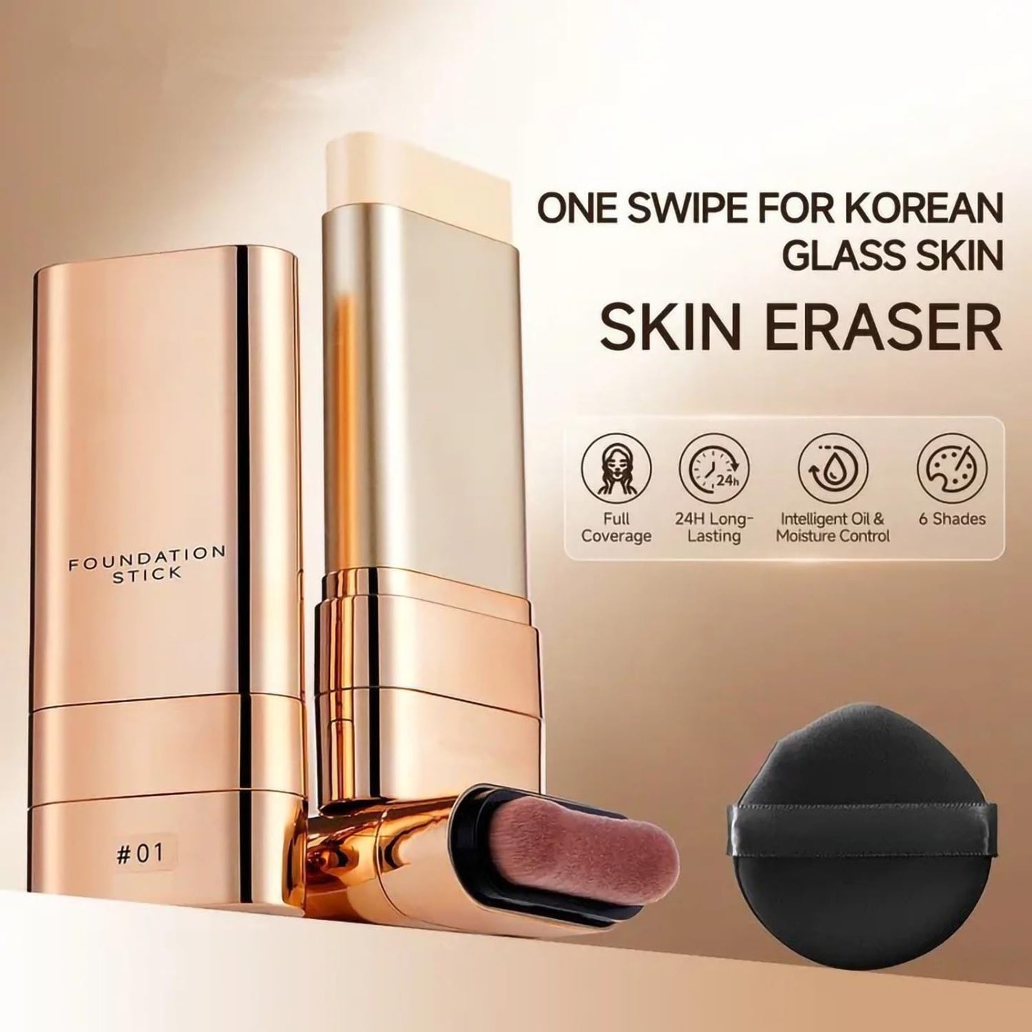 Luminous Dual-Ended Concealer Foundation Stick - Full Coverage 2-In-1 Contouring Cream | Flawless Finish #01