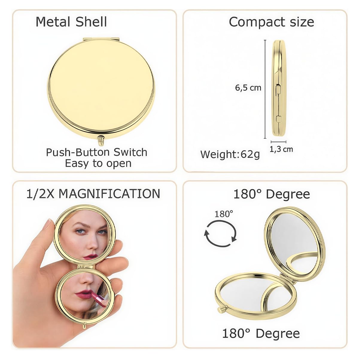 KeenlyMade Personalized Compact Travel Mirror with Floral and Name, Double-Sided Folding Handheld Mirror for Purse, Gifts for Mothers Day from Daughter/Son